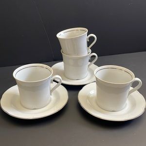 Jlmenau GDR 3 Cup and Saucer Sets + Tea Cup Coffee Tea Party Dinnerware Vintage
